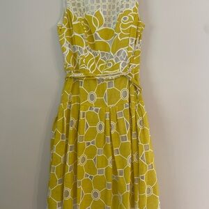 Yellow and White Sleeveless Dress